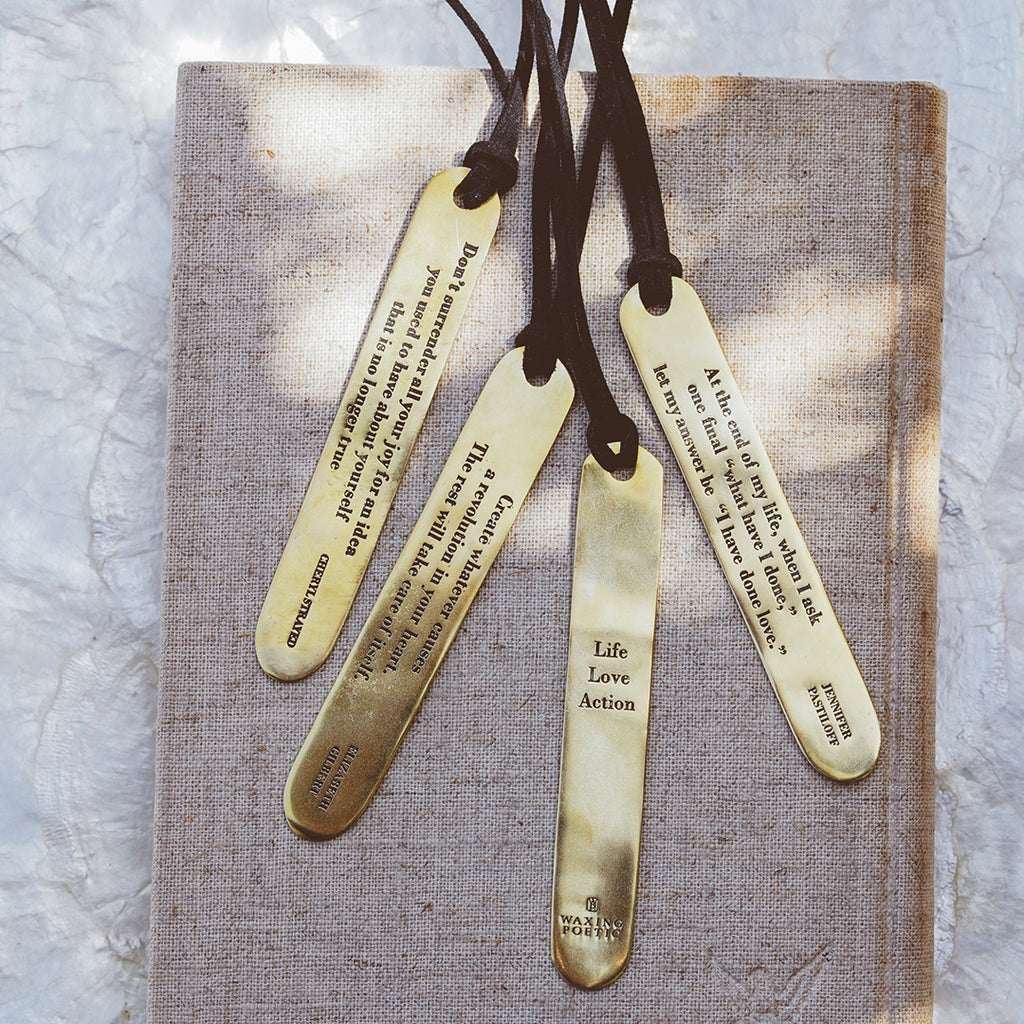 Elizabeth Gilbert Brass Bookmark Waxing Poetic