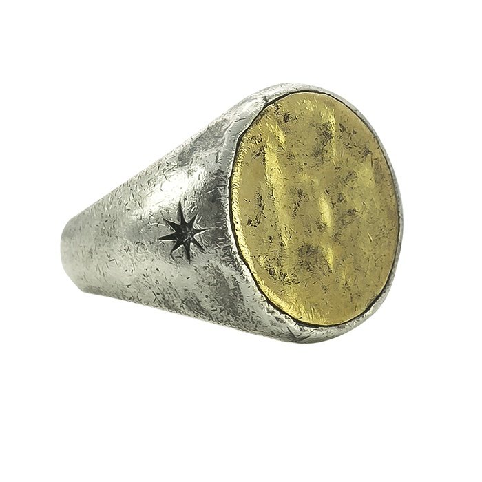 Symbol Signet Ring Sterling Silver and Brass