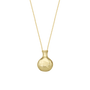 Gold necklace with a round pendant on a white background-1