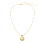 Gold necklace with a round pendant on a white background-2