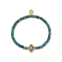 Turquoise beaded bracelet with gold clasp on a white background-1