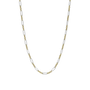 Necklace with alternating gold and silver beads on a clear background-1
