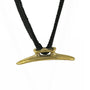 Brass boat Cleat on 24 Inch Leather Necklace - Close up-2