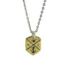Brass Coat or Arms Tag on Silver Necklace-1