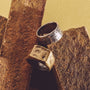 Dark Oxy Brass and Silver Square Ring on Male Model-5