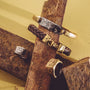 Dark Oxy Brass and Silver Square Ring on Male Model-6