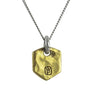 Brass Escutcheon Tag on Silver Necklace - back with maker mark-2