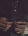 Corner Tag Necklace on Model-3