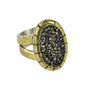 Kristal Elliptical Brass & Silver Ring with Kristal Crystals - Sizes 6 to 11 -1
