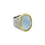 Misty Blue Stellare Ring - Sterling Silver, Brass & Blue Chalcedony Stone *-1